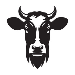 Cow head silhouette vector illustration on white background.