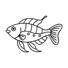 kribensis fish icon, kribensis fish line art - simple line art of kribensis fish, perfect for kribensis fish logos and icons