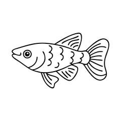 molly fish icon, molly fish line art - simple line art of molly fish, perfect for molly fish logos and icons