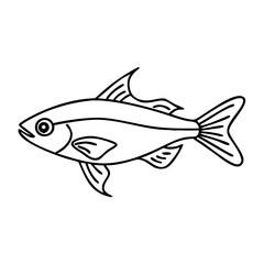 neon tetra fish icon, neon tetra fish line art - simple line art of neon tetra fish, perfect for neon tetra fish logos and icons