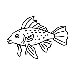 plecostomus fish icon, plecostomus fish line art - simple line art of plecostomus fish, perfect for plecostomus fish logos and icons