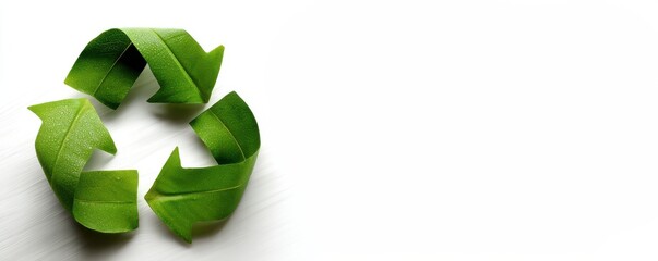 A green recycling symbol made of leaves represents eco-friendliness and sustainability in environmental practices.