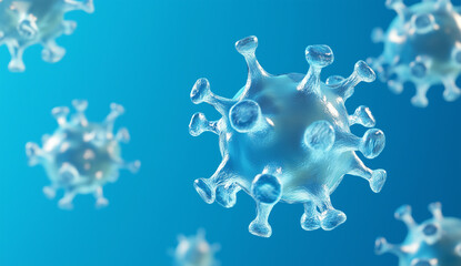 3D rendering of an extreme close-up view of an abstract background with a virus cell.