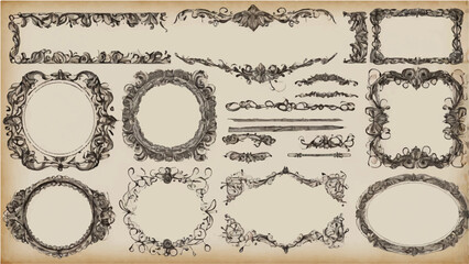 Vintage Decorative Ornate Frames Set with Floral and Filigree Patterns
