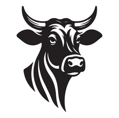 Cow head silhouette vector illustration on white background.