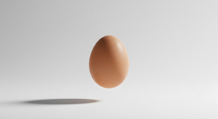 Single Floating Egg in Minimalist Bright Setting with Soft Light