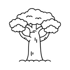 baobab tree icon, baobab tree line art - simple line art of baobab tree, perfect for baobab tree logos and icons