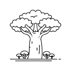 baobab tree icon, baobab tree line art - simple line art of baobab tree, perfect for baobab tree logos and icons