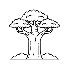 baobab tree icon, baobab tree line art - simple line art of baobab tree, perfect for baobab tree logos and icons