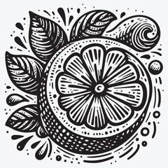 Hand drawn lemon doodle. stock illustration