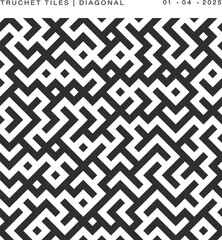 Truchet Tile Pattern - Diagonal Black and White Geometric Design