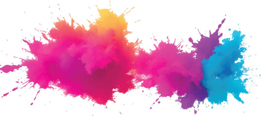 Radiant Watercolor Brush Strokes and Explosive Colorful Splashes on a White Canvas, Blending Abstract Art with a Playful, Modern Touch to Create an Exciting and Dynamic Visual Experience.
