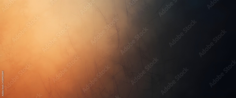 Poster Abstract Gradient Background, Orange To Black Texture. Grainy Backdrop For Creative Projects. Atmospheric Design Element. Warm Color Transition. Dark And Light.