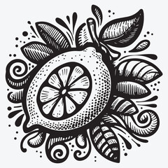 Hand drawn lemon doodle. stock illustration