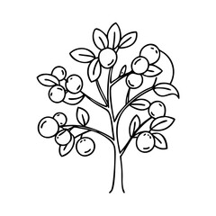 plum tree icon, plum tree line art - simple line art of plum tree, perfect for plum tree logos and icons