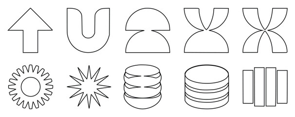 Collection Of Abstract Geometric Shapes Outlines Isolated On White Background