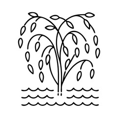 willow tree icon, willow tree line art - simple line art of willow tree, perfect for willow tree logos and icons