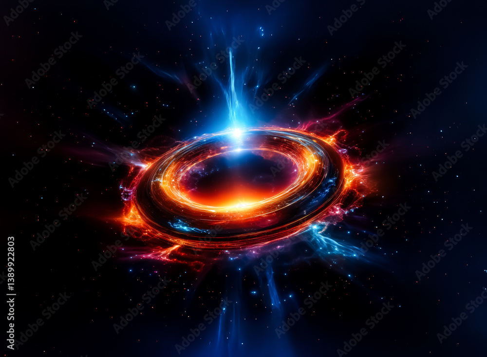 Poster here's the description and keywords: a mesmerizing celestial body, radiating energy in space. the ra