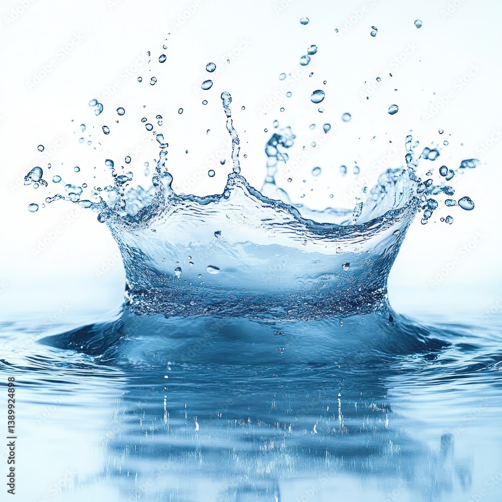 Poster dynamic water splash hyper-realistic image collection with bright studio lighting and abstract liqui