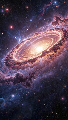 Celestial Vortex Stunning Spiral Galaxy with Nebula Clouds and Starscape