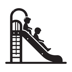 Minimal kids metal slide colorless isolated silhouettes vector.