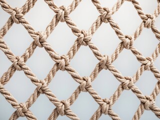 Close-up View of Interwoven Rope Netting Texture and Pattern Details