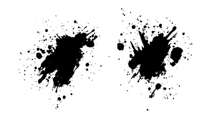 Black paint splash isolated on transparent background. Black and white grunge ink splat isolated a transparent or white background. 