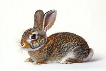 Fototapeta premium Hyper-realistic Rabbit on White Background with Soft Lighting