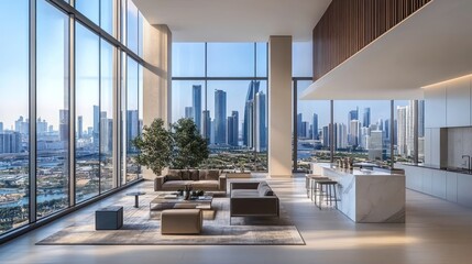 Fototapeta premium Luxury Penthouse Apartment with Panoramic City View