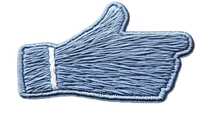 Isolated Denim Texture Thumb Up Symbol Illustration On Transparent Background