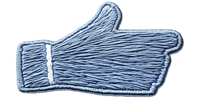 Isolated Denim Texture Thumb Up Symbol Illustration On Transparent Background