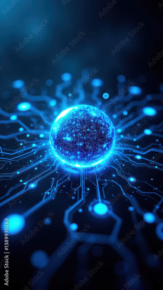 Aufkleber network security illustrated with a futuristic neural network structure.