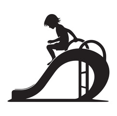 Minimal kids metal slide colorless isolated silhouettes vector.