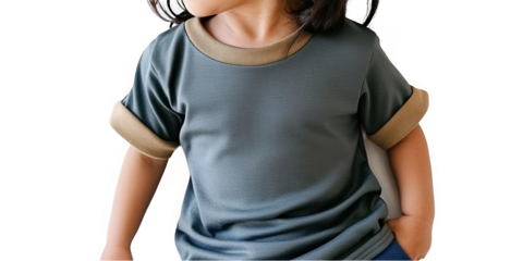 Isolated Illustration Of A Happy Young Boy Wearing Denim T-Shirt In Studio