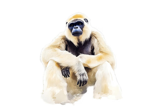 Isolated Monkey Illustration On Transparent Background Against Black