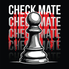 Chess Pawn Checkmate Typography Graphic: Red Background