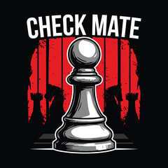Chess Pawn Checkmate Graphic: Red Grunge Background