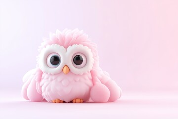 Obraz premium Cute pink owl on a soft pink background