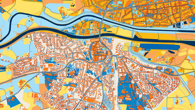 Colorful Dorsten Street Map with Labels and Buildings