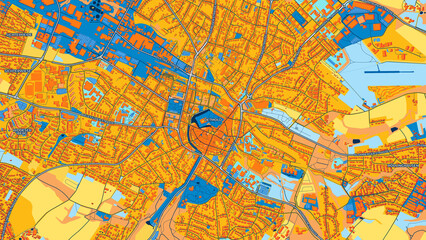 Obraz premium Colorful Detmold Street Map with Labels and Buildings