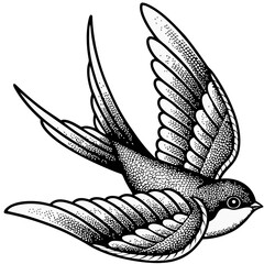 Vintage Swallow Tattoo Vector