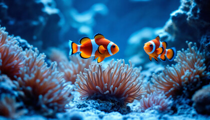 Obraz premium clown fish on coral reef