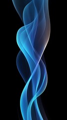 Abstract Blue Swirling Shapes Against a Dark Black Background