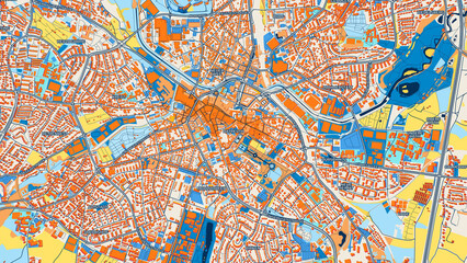 Colorful Bayreuth Street Map with Labels and Buildings