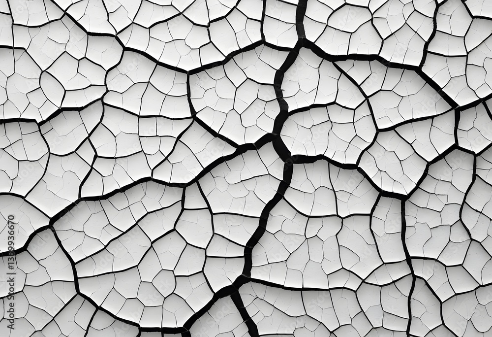 Poster cracked surface texture, abstract earth pattern. jagged lines on white. broken ground design for gra