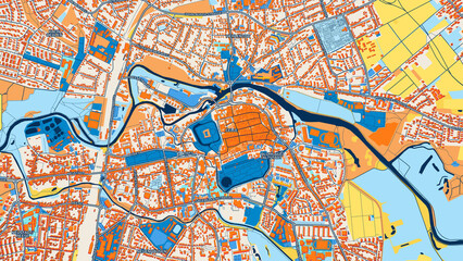 Colorful Celle Street Map with Labels and Buildings