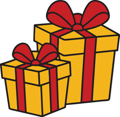 yellow gift boxes with red bows  illustration design