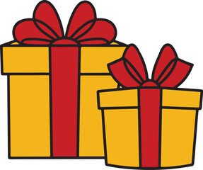 yellow gift boxes with red bows  illustration design
