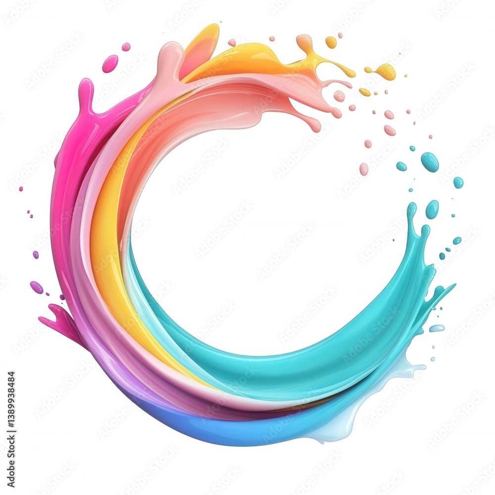 Poster 3d icon frame user creates a vibrant, copy circle logo of liquid paint splash colorful a transparent