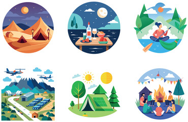 Camping Escape. A Bundle of Serenity and Sunlight Collection Stickers